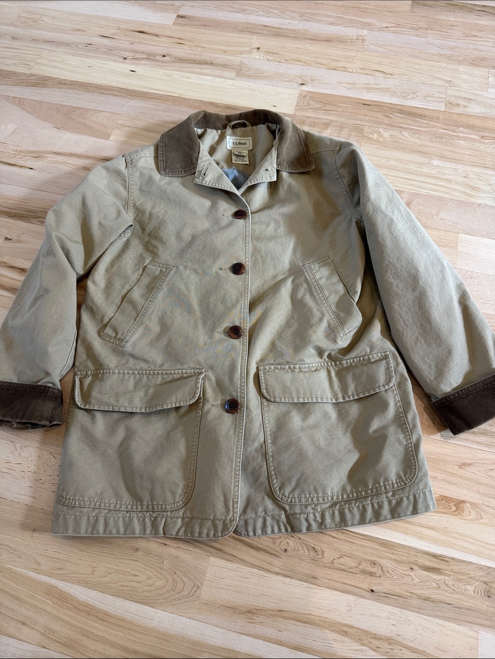 Vintage-Women’s  L.L.Bean canvas barn chore coat jacket-Corduroy cuffs/collar-M